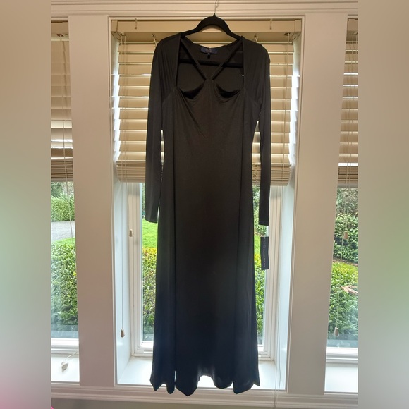 NWT RACHEL Rachel Roy Black Long Sleeve Palmer Strappy-Neck Dress - Picture 5 of 10